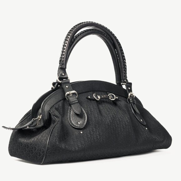 Christian Dior My Dior Black Logo-Jacquard Frame Bag - Picture 2 of 14